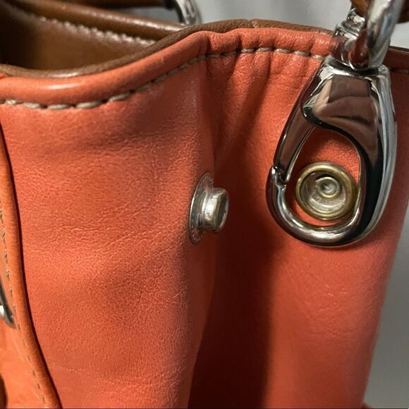 Tignanello Leather Shoulder Handbag Purse Burnt Orange and Brown - Picture 11 of 16